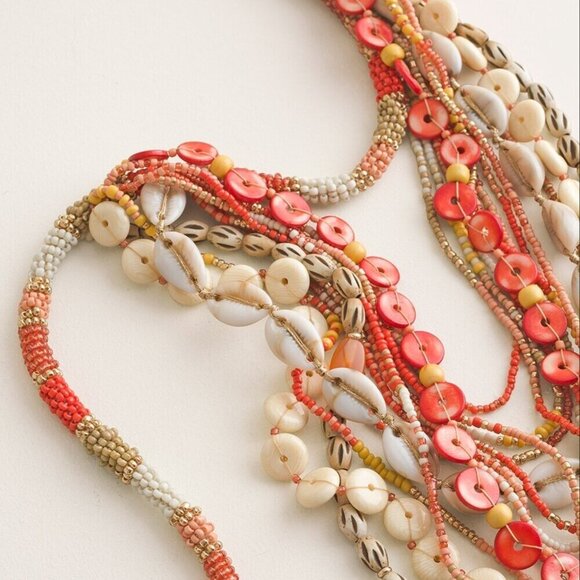 Chico's Novy Beaded Disc Warm Gold Tone Multi Strand Necklace - Picture 6 of 9